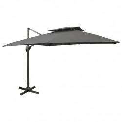 Parasol wiszący z podwójną czaszą, 300x300 cm, antracytowy