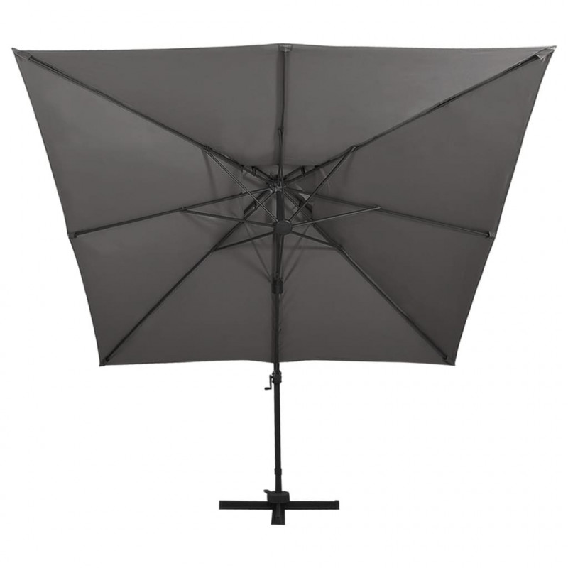 Parasol wiszący z podwójną czaszą, 300x300 cm, antracytowy