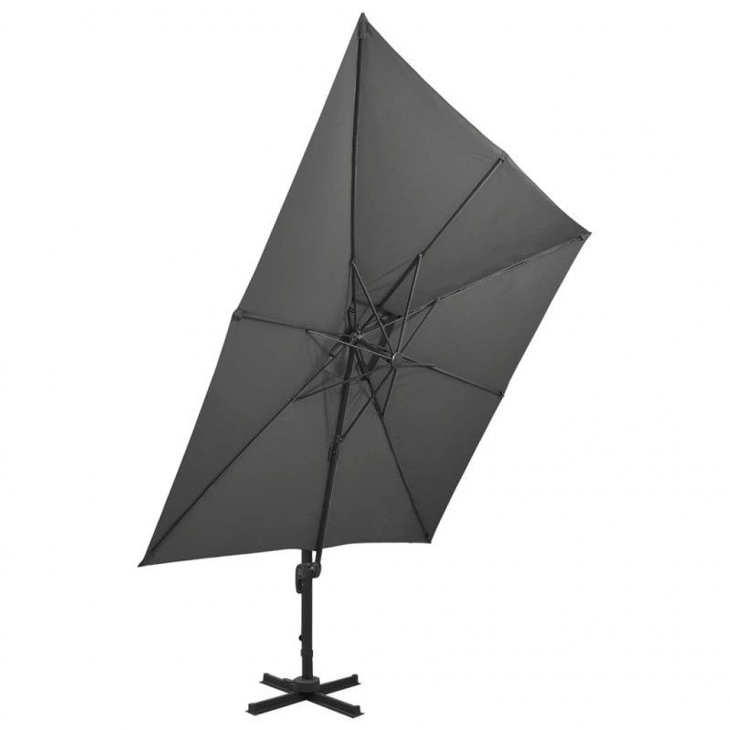 Parasol wiszący z podwójną czaszą, 300x300 cm, antracytowy