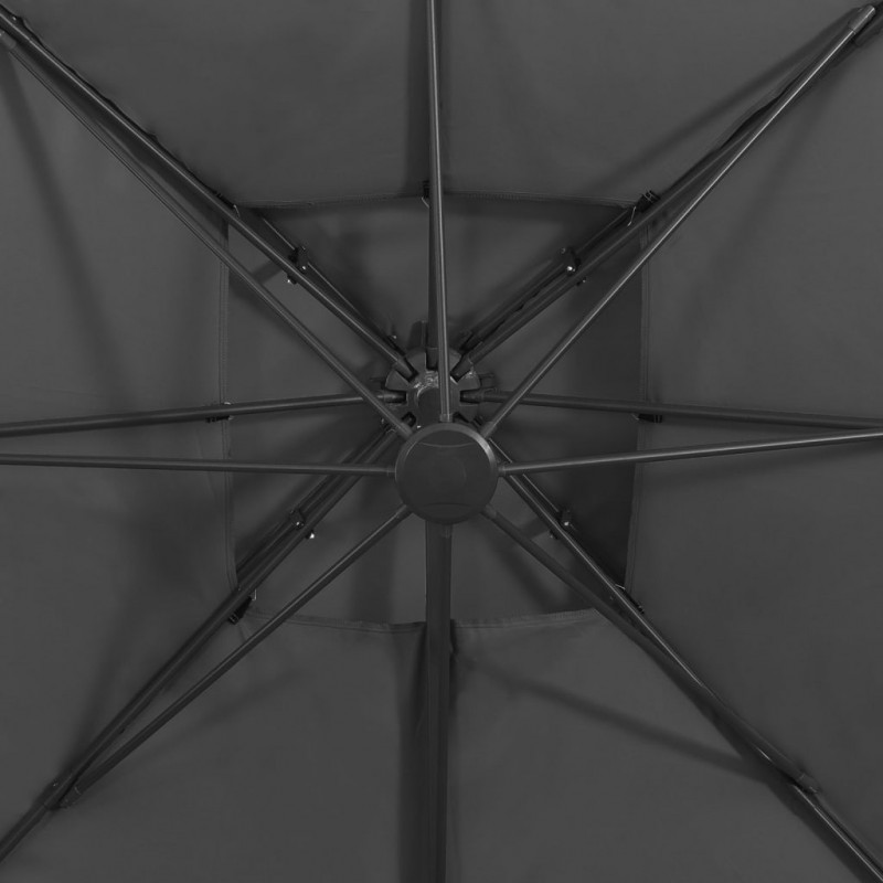 Parasol wiszący z podwójną czaszą, 300x300 cm, antracytowy