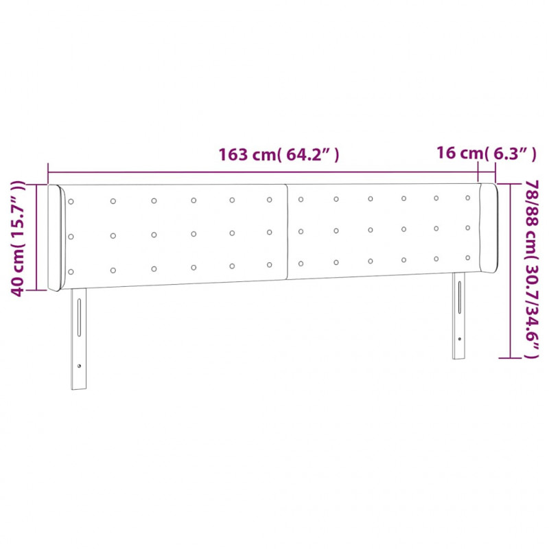 Zagłówek do łóżka z LED, ciemnozielony, 163x16x78/88cm, aksamit