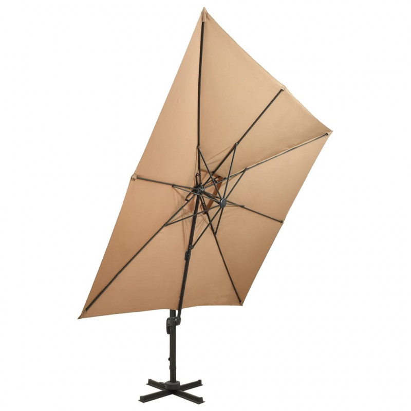 Parasol ogrodowy Cantilever z podwójnym blatem 300x300 cm Taupe
