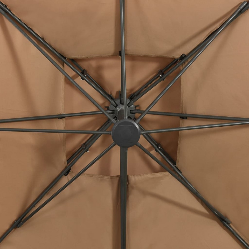Parasol ogrodowy Cantilever z podwójnym blatem 300x300 cm Taupe