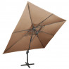 Parasol wiszący z podwójną czaszą, 400x300 cm, taupe