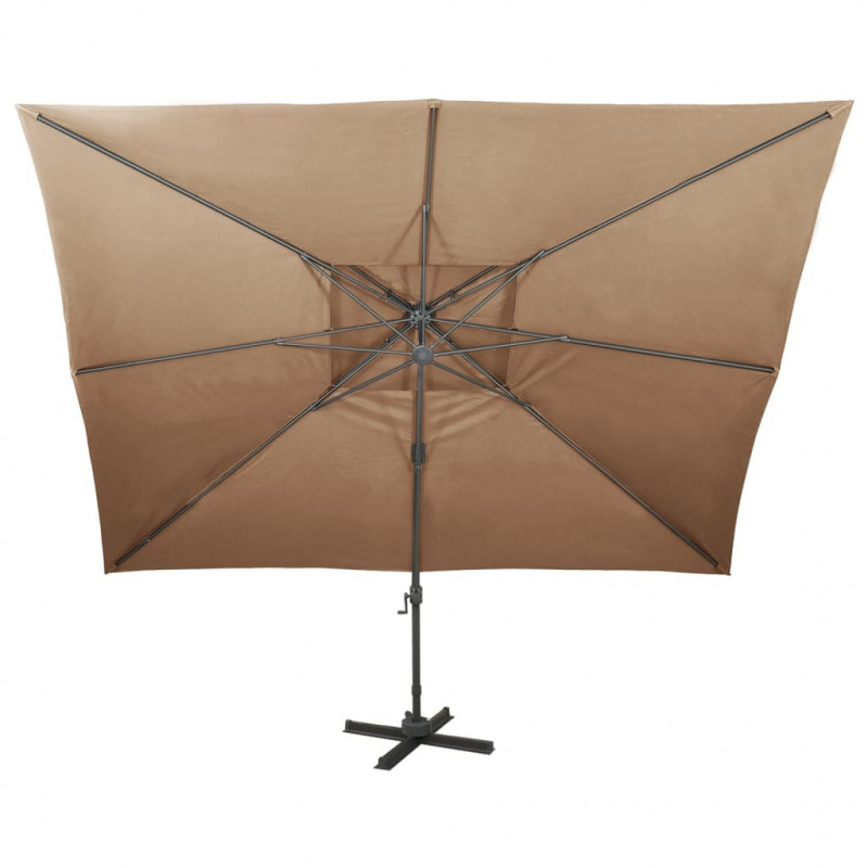 Parasol wiszący z podwójną czaszą, 400x300 cm, taupe