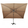 Parasol wiszący z podwójną czaszą, 400x300 cm, taupe