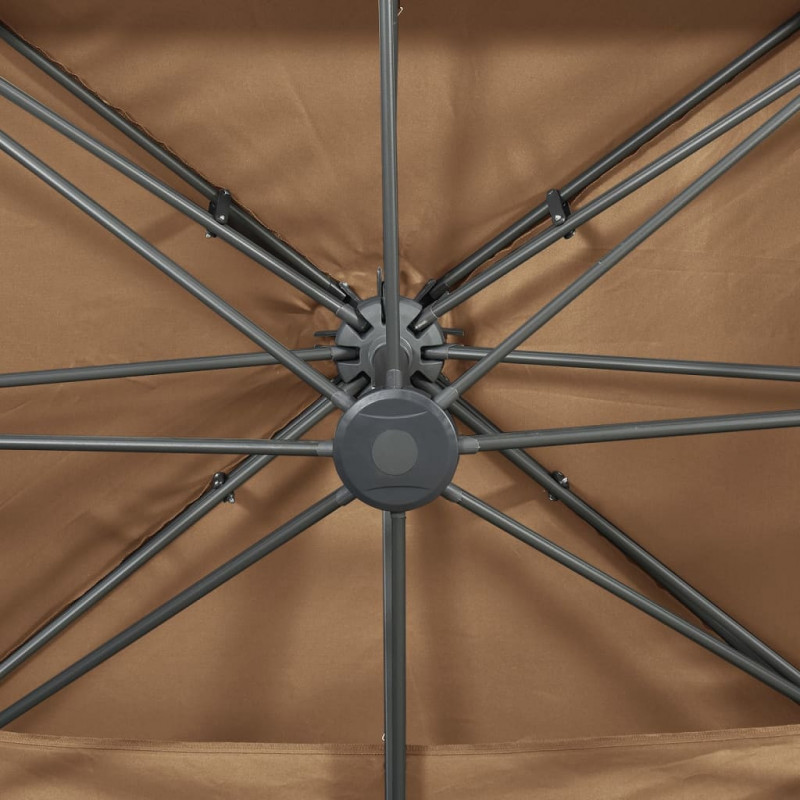 Parasol wiszący z podwójną czaszą, 400x300 cm, taupe
