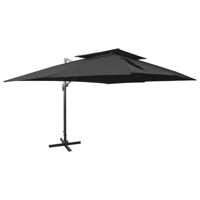 Parasol ogrodowy Cantilever z podwójnym blatem, czarny, 400x300 cm