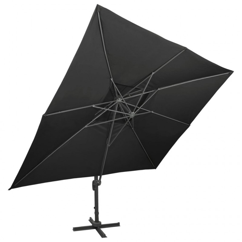 Parasol ogrodowy Cantilever z podwójnym blatem, czarny, 400x300 cm