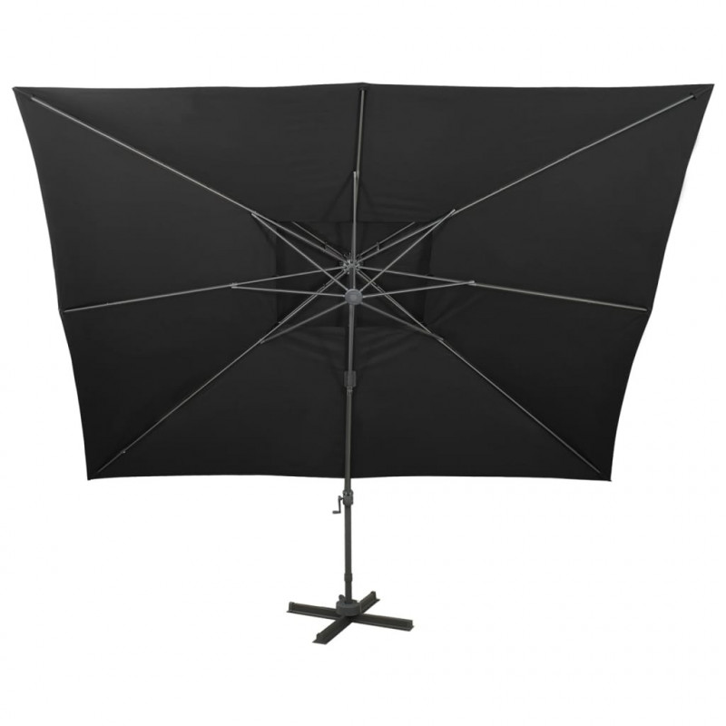 Parasol ogrodowy Cantilever z podwójnym blatem, czarny, 400x300 cm