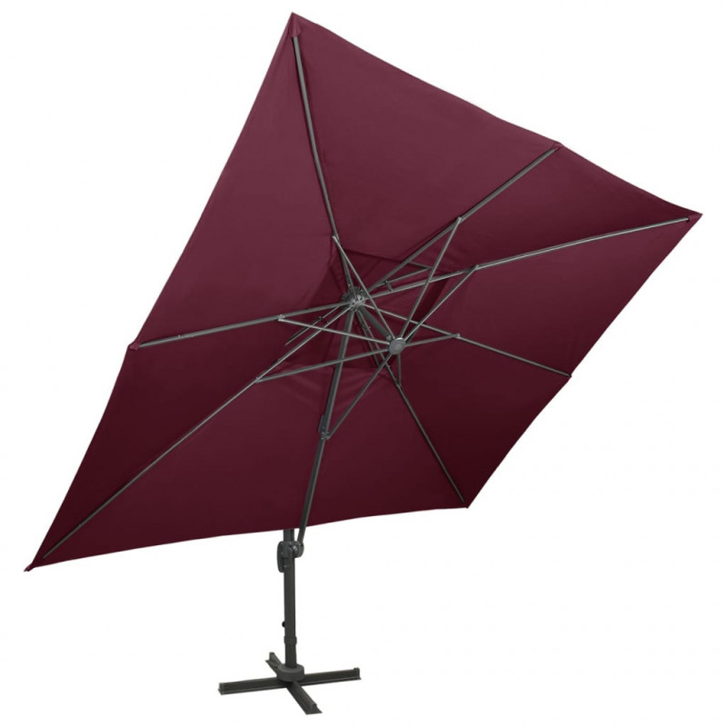 Parasol ogrodowy Cantilever z podwójnym blatem Bordeaux Red 400x300 cm