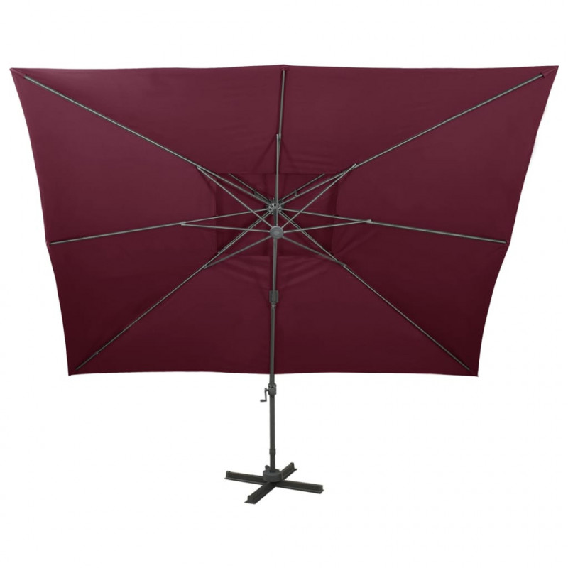 Parasol ogrodowy Cantilever z podwójnym blatem Bordeaux Red 400x300 cm