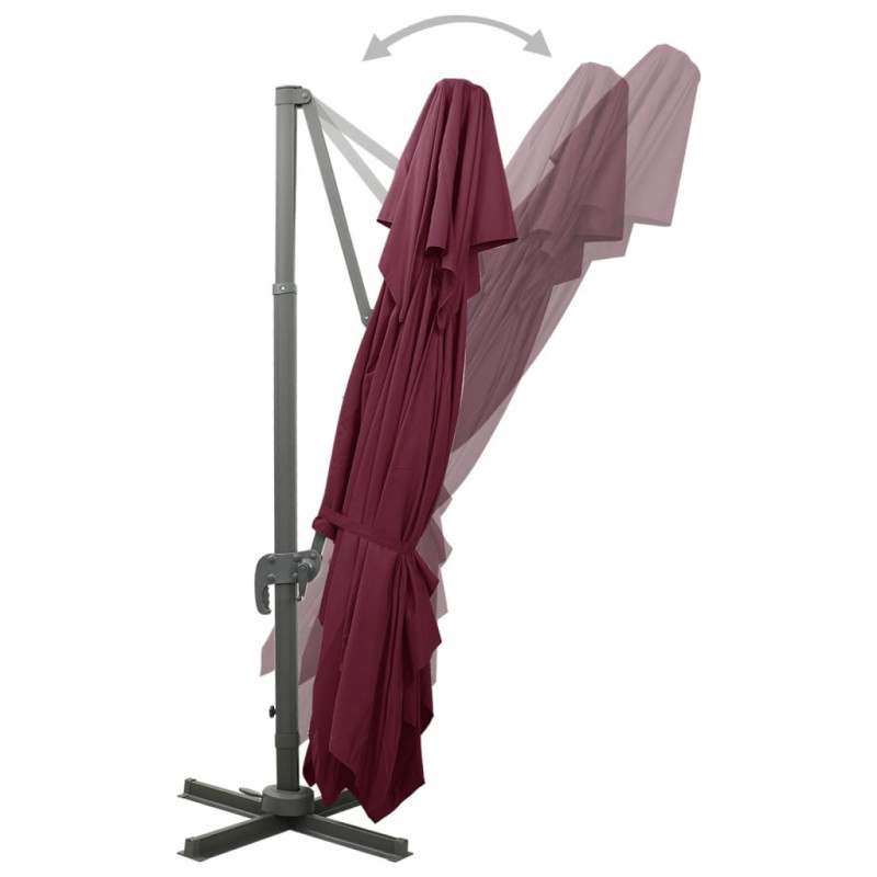 Parasol ogrodowy Cantilever z podwójnym blatem Bordeaux Red 400x300 cm