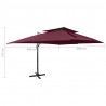 Parasol ogrodowy Cantilever z podwójnym blatem Bordeaux Red 400x300 cm