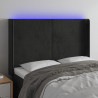 Zagłówek do łóżka z LED, czarny, 147x16x118/128 cm, aksamit
