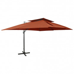 Parasol ogrodowy Cantilever z podwójnym blatem, terakota 400x300 cm