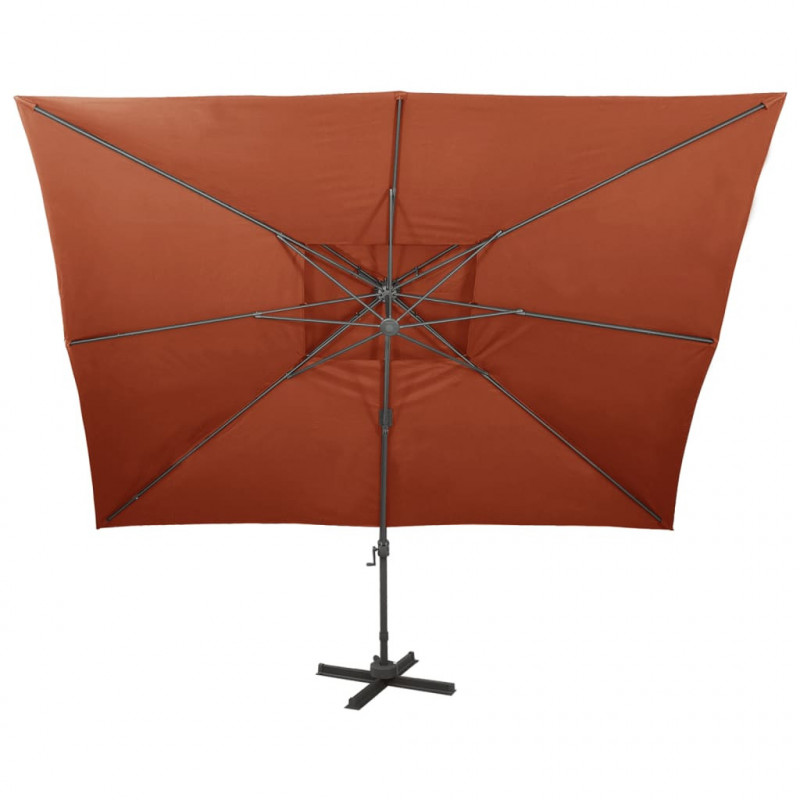 Parasol ogrodowy Cantilever z podwójnym blatem, terakota 400x300 cm