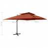 Parasol ogrodowy Cantilever z podwójnym blatem, terakota 400x300 cm