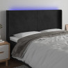 Zagłówek do łóżka z LED, czarny, 183x16x118/128 cm, aksamit