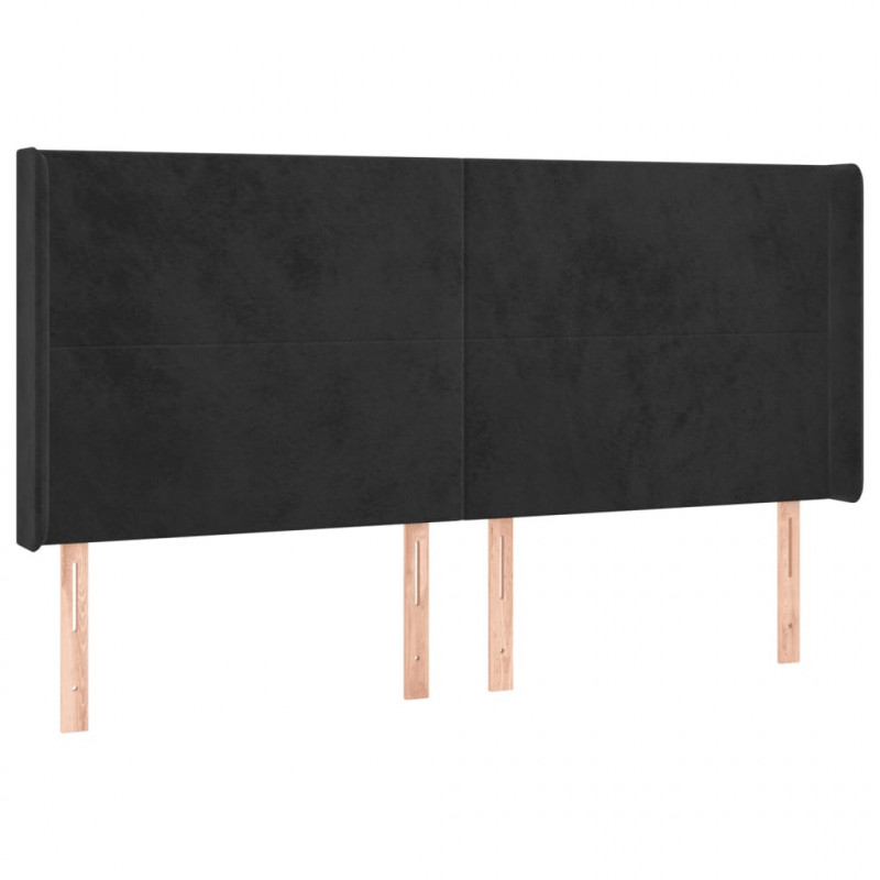 Zagłówek do łóżka z LED, czarny, 203x16x118/128 cm, aksamit