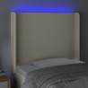 Zagłówek do łóżka z LED kremowy 83x16x118/128 cm sztuczna skóra