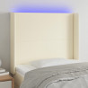 Zagłówek do łóżka z LED kremowy 93x16x118/128 cm sztuczna skóra