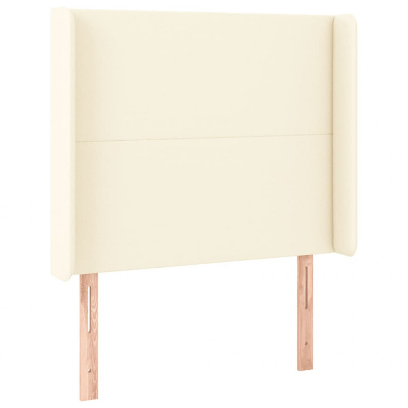 Zagłówek do łóżka z LED kremowy 103x16x118/128cm sztuczna skóra