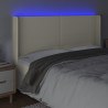 Zagłówek do łóżka z LED kremowy 183x16x118/128cm sztuczna skóra