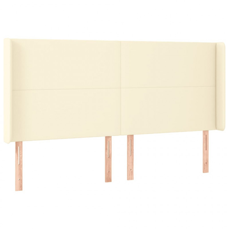 Zagłówek do łóżka z LED kremowy 203x16x118/128cm sztuczna skóra