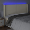 Zagłówek do łóżka z LED kremowy 203x16x118/128cm sztuczna skóra