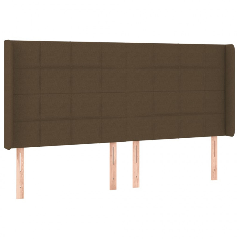 Zagłówek do łóżka z LED ciemnobrązowy 203x16x118/128 cm tkanina