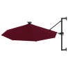 Parasol ogrodowy z LED, ścienny, 300 cm, bordowy