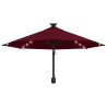 Parasol ogrodowy z LED, ścienny, 300 cm, bordowy