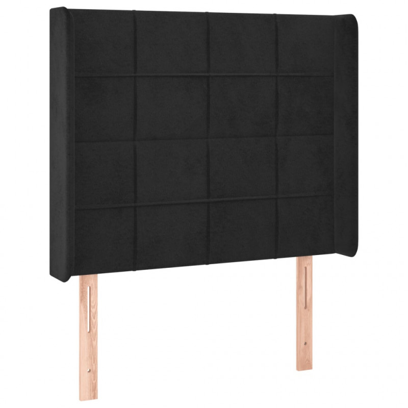Zagłówek do łóżka z LED, czarny, 83x16x118/128 cm, aksamit