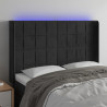 Zagłówek do łóżka z LED, czarny, 147x16x118/128 cm, aksamit