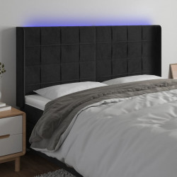 Zagłówek do łóżka z LED, czarny, 183x16x118/128 cm, aksamit