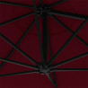 Parasol ogrodowy z LED, ścienny, 300 cm, bordowy