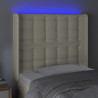 Zagłówek do łóżka z LED kremowy 83x16x118/128 cm sztuczna skóra