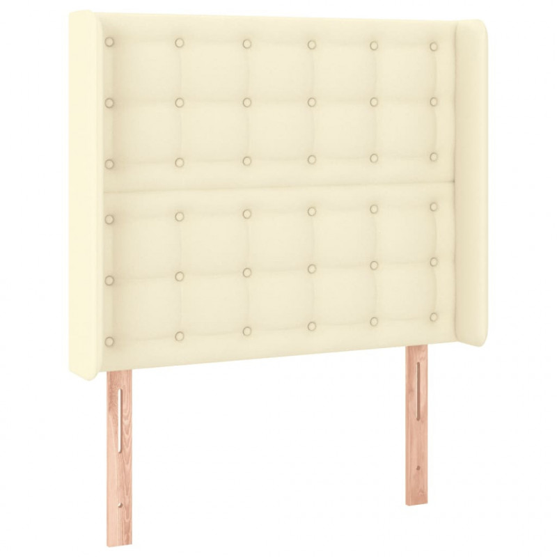 Zagłówek do łóżka z LED kremowy 93x16x118/128 cm sztuczna skóra