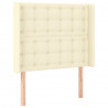 Zagłówek do łóżka z LED kremowy 93x16x118/128 cm sztuczna skóra