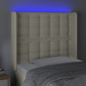 Zagłówek do łóżka z LED kremowy 93x16x118/128 cm sztuczna skóra