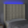 Zagłówek do łóżka z LED kremowy 103x16x118/128cm sztuczna skóra