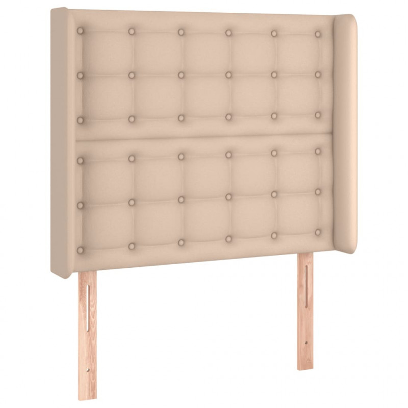 Zagłówek do łóżka z LED, cappuccino, 103x16x118/128cm, ekoskóra