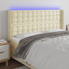 Zagłówek do łóżka z LED kremowy 147x16x118/128cm sztuczna skóra
