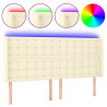 Zagłówek do łóżka z LED kremowy 163x16x118/128cm sztuczna skóra