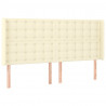 Zagłówek do łóżka z LED kremowy 163x16x118/128cm sztuczna skóra