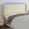 Zagłówek do łóżka z LED kremowy 183x16x118/128cm sztuczna skóra