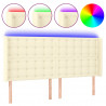 Zagłówek do łóżka z LED kremowy 203x16x118/128cm sztuczna skóra