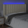 Zagłówek do łóżka z LED kremowy 203x16x118/128cm sztuczna skóra