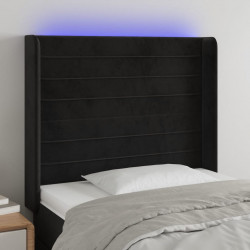 Zagłówek do łóżka z LED, czarny, 93x16x118/128 cm, aksamit